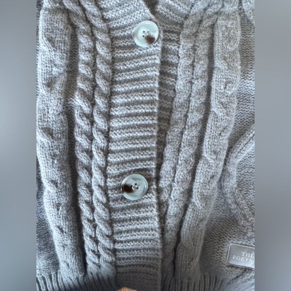 Tortured Poets Department Gray V-Neck Cable Knit Cardigan Sweater Taylor Swift - Picture 6 of 6